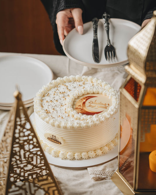 White Ramadan Crescent Cake